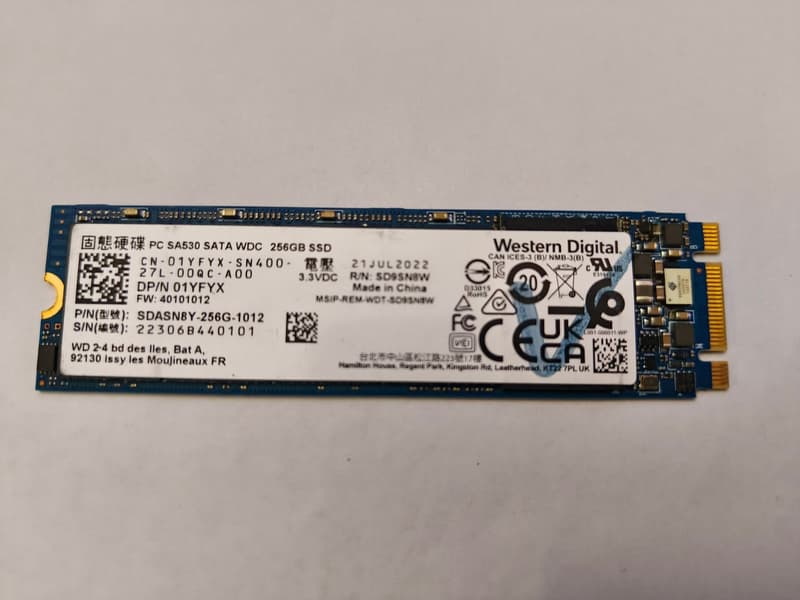 WD SA530 M2 2280 SATA SSD 256GB Good Condition Tested