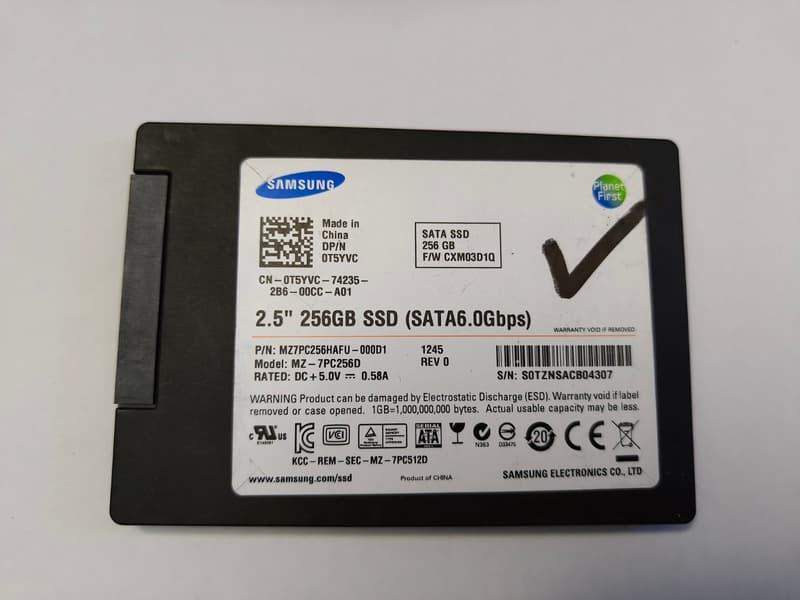 Samsung 2.5 SATA SSD 256GB Good condition Tested 92% Health