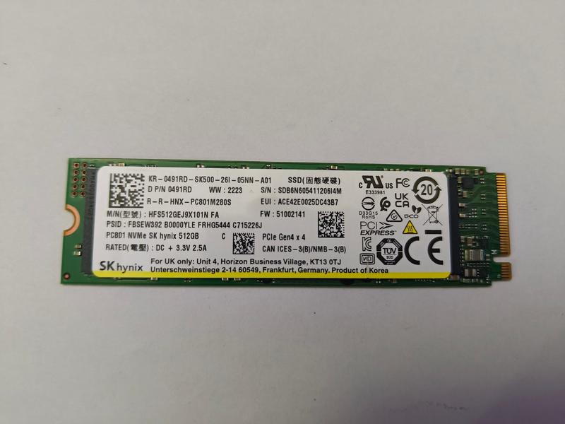 Hynix High Performance PC801 M.2 NVME SSD 512GB PCIe Gen4 x4 98%