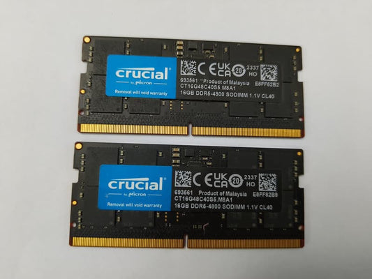 Crucial DDR5 32GB (2x16GB) DDR5 4800MT/S SODIMM 1 1V CL40 RAM Memory