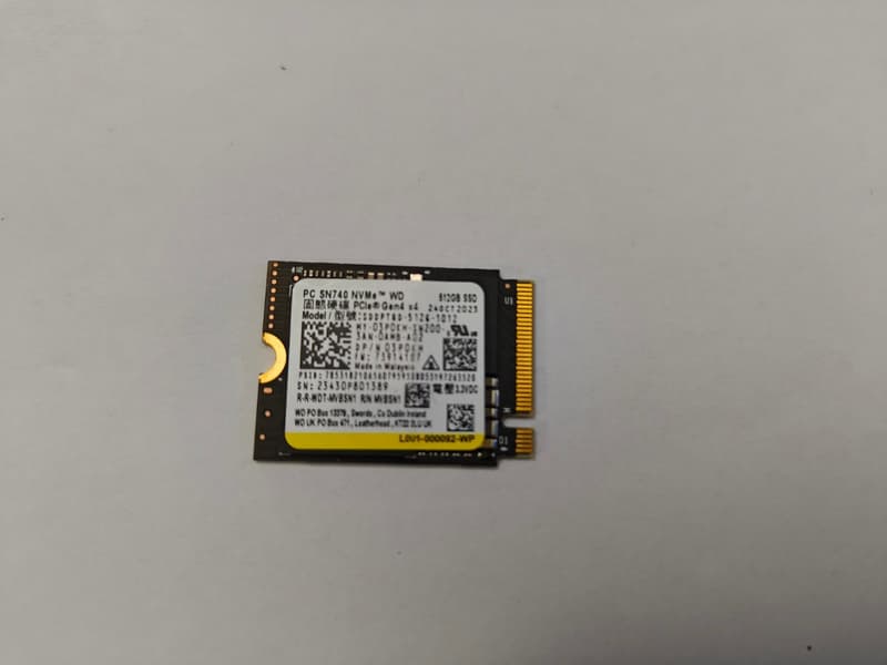 WDC 2230 SN740 PCIe Gen4 x4 High Performance Black M.2 NVMe 512GB SSD